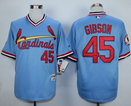Cardinals #45 Bob Gibson Blue 1982 Turn Back The Clock Stitched MLB Jersey - Click Image to Close